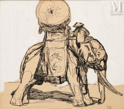 Ⓟ PAUL JOUVE (1878–1973)
„Elefant und sein Mahout 