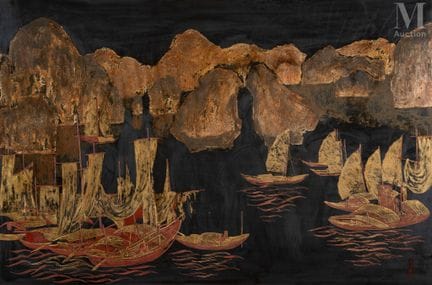 Ⓟ PHAM VAN DON (1917–2000)
„Sampans in der Bucht“
