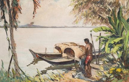 Ⓟ LOUIS ROLLET (1895–1988)
„Fischer am Mekong“, um