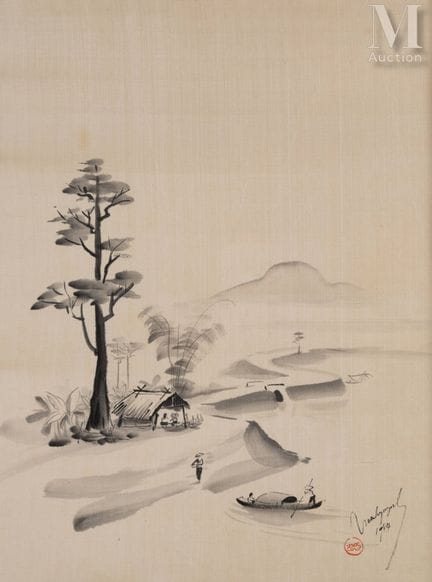 Ⓟ NGO MANH QUYNH (1917–1991)
„Das Fischerdorf“, 19