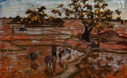 Ⓟ NGUYEN SON (20th century)
"Peasants in the Rice 