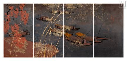 Ⓟ LE QUOC LOC (1918–1987)
„Dschunken auf dem Fluss