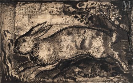 马克·斯特林（Prylouky 1895年—巴黎 1976年）
《兔子》
中国墨水绘于薄纸板上
32