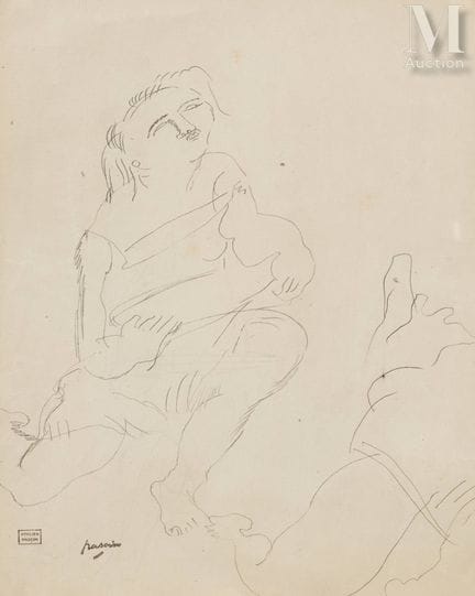 朱尔斯·帕斯辛（维丁 1885—巴黎 1930）
《坐着的年轻女子》
纸本铅笔画
画面尺寸 35 x