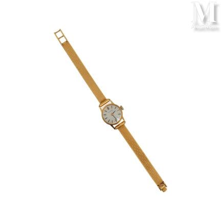18K yellow gold (750°/°°) wristwatch, round case, 