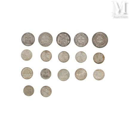 Lot de pièces en argent comprenant : 
- 1 x 50 FF 