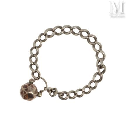 Silver bracelet (800°/°°) with a curb chain, parti