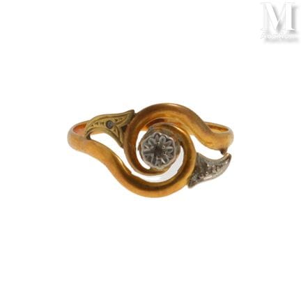 Ring aus 18 Karat Gelb- und Weißgold (750°/°°) mit