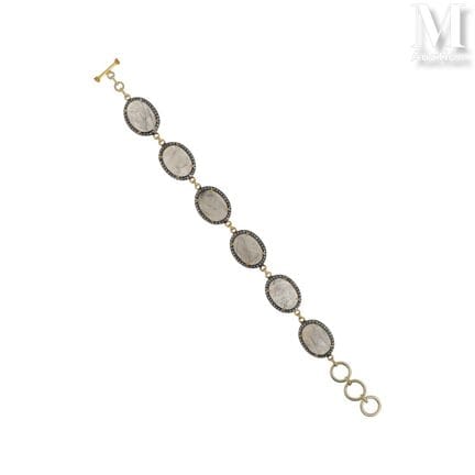 Gold-plated silver bracelet (925°/°°) embellished 