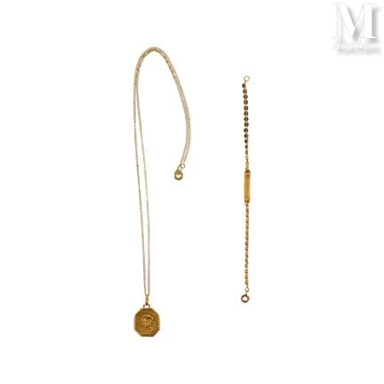 Set of 18K yellow gold (750°/°°) jewelry consistin