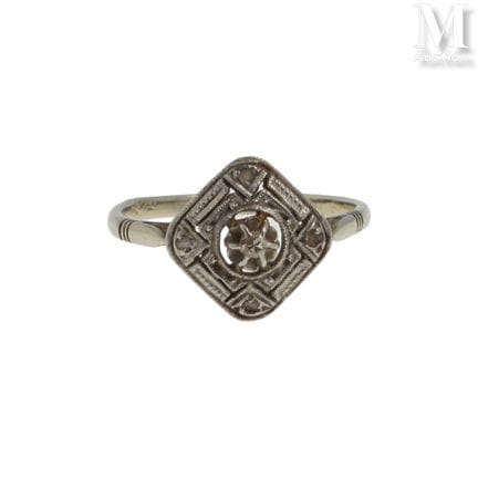 Ring in 18K white gold (750°/°°) and platinum (950