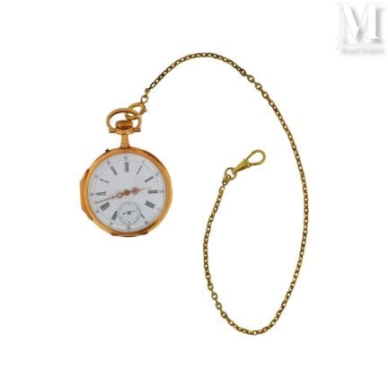 Taschenuhr aus 18 Karat Roségold (750°/°°) mit wei