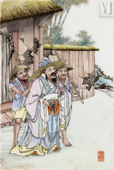CHINE, Période République
Petite plaque en porcela