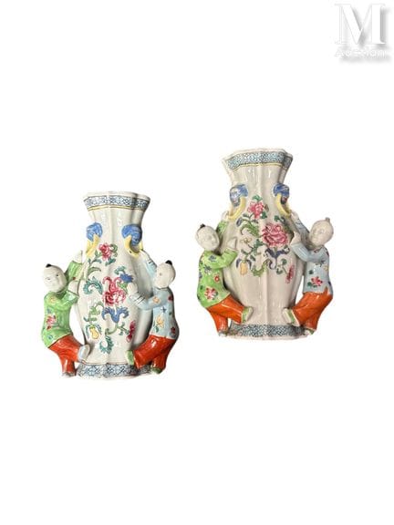 CHINE et FRANCE, XIXe siècle
Ensemble de deux vase