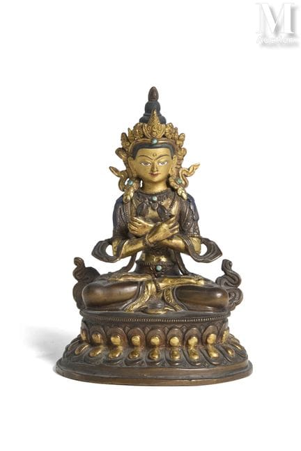 TIBET, XXe siècle
Sujet en bronze partiellement do