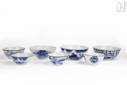 VIETNAM, XIXème siècle
Ensemble de sept pièces en 