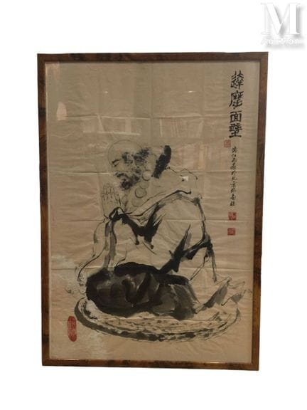 CHINE, XXe siecle
"Bodhidharma en prière"
Lavis d'