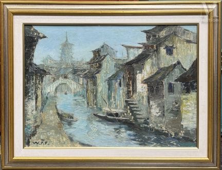 WU Jitao (nacido en 1941)
Óleo sobre lienzo
Canal 