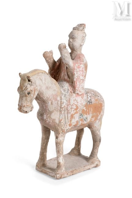 CHINE, Epoque Tang
Guerrier sur son cheval en terr