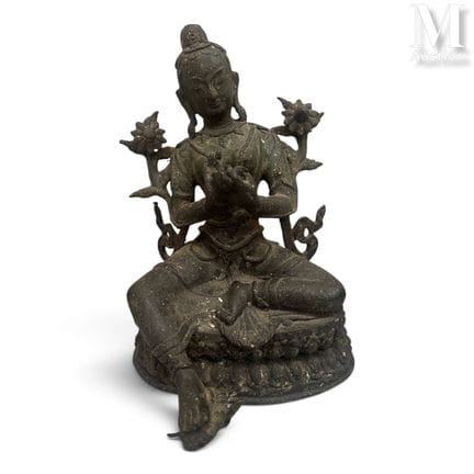 NEPAL, XXe siècle
Sujet en bronze
Représentant un 