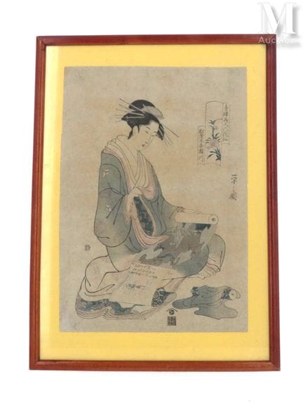 JAPON? XIXème
Réunion de deux estampes Binjin-Ga
E