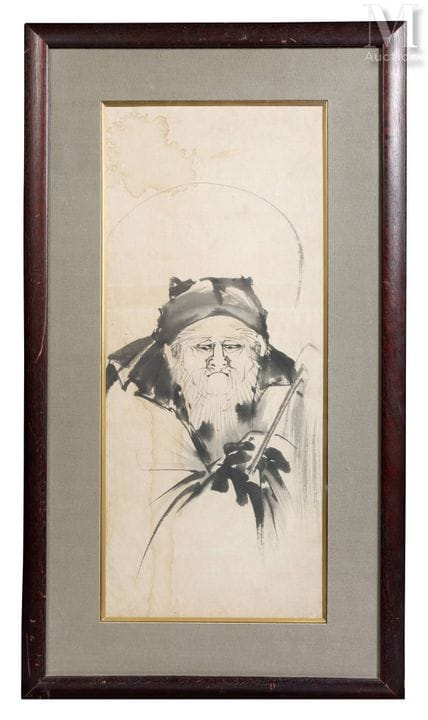 JAPON, XIXe siècle
"Daruma"
Peinture au lavis d'en