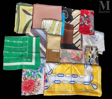 Set of 13 scarves,
including CARTIER Must, Michett
