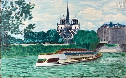 J. LANGLOIS
Notre-Dame de Paris 
Öl auf Hartpappe
