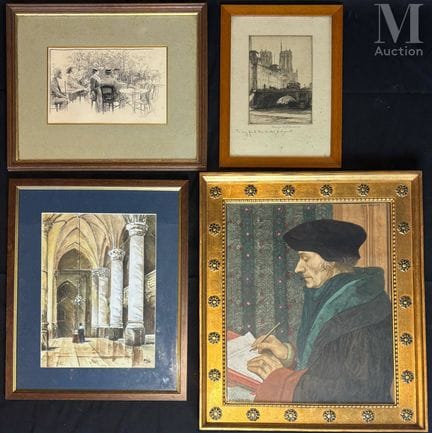 Set aus gerahmten Kunstwerken
Vier gerahmte Kunstw