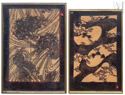 JAPÓN, siglo XIX
Aves y peces
dos recortes de pape