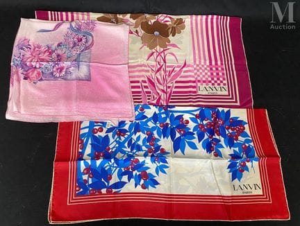 LANVIN - three silk scarves
Stains.