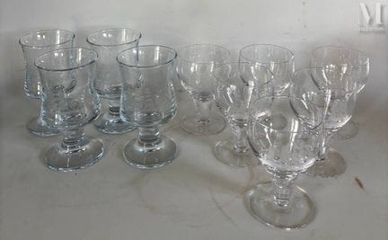 Juego de copas de cristal tallado
Grabado con vele