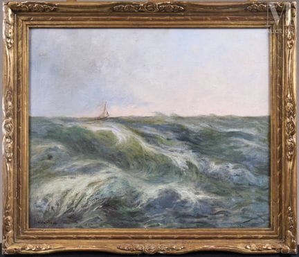 Moderne Schule
Segelschiff auf rauer See
Öl auf Le