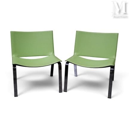 CATTELAN ITALIA
Pair of polished aluminum chairs w