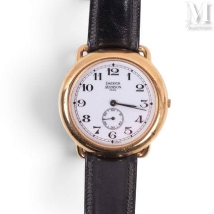 Emerich MEERSON
Round men's watch, gold-plated dia