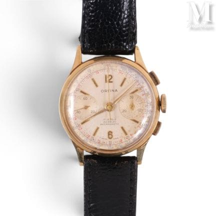 ORFINA
Round gold chronograph watch for men, circa