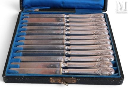 Set of twelve silver dessert cutlery pieces, Miner