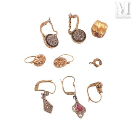Dental debris, including a crown, three pairs of e