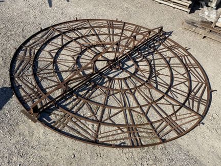 Rare circular Art Deco wrought-iron skylight. Diam