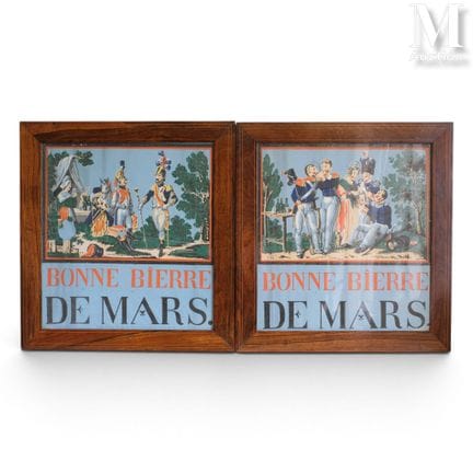 A pair of matching advertising stencils. Late 19th