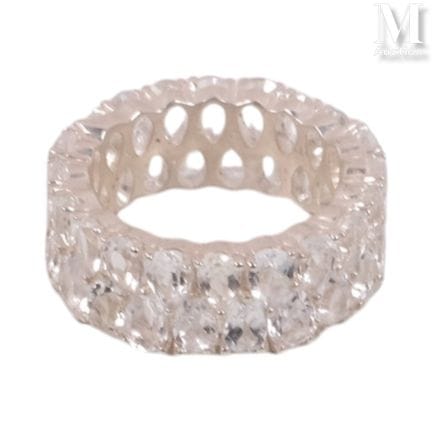 Yellow gold wedding band (925°/°°) set with white 
