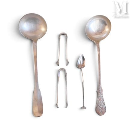 A five-piece silver set, Minerva hallmark: two sil