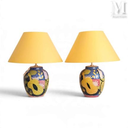 Hubert OLIVIER
par de lámparas de cerámica con mot