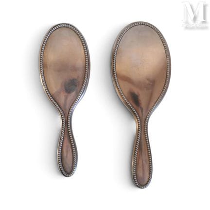 Silver mirror and brush, Minerva hallmark. Total w