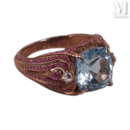 Silver ring (925°/°°) in Arabic rose design, featu