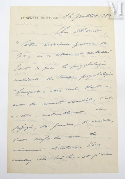 DE GAULLE (Charles), 1890–1970.
L.A.S. „C. de Gaul