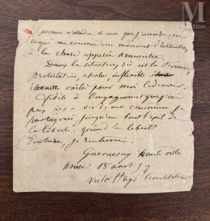 [HUGO (Adèle) 1830–1915].
Eigenhändige Abschrift d