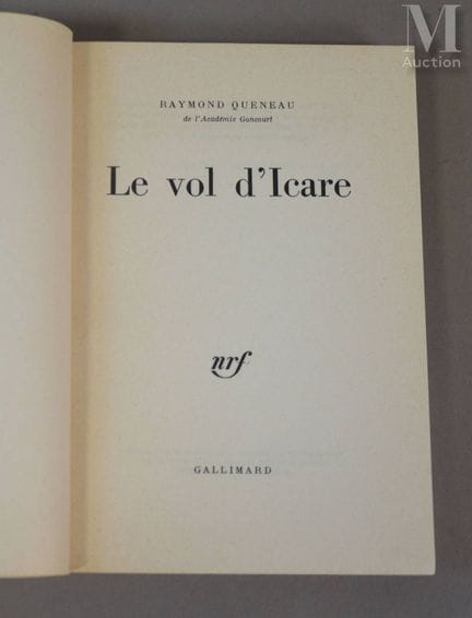 QUENEAU (Raymond).
Le Vol d'Icare. Paris, NRF, 196