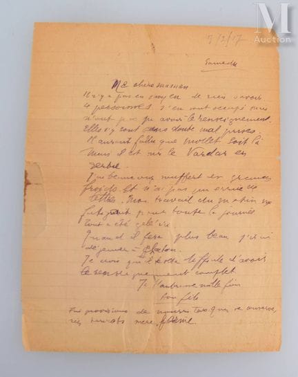 APOLLINAIRE (Guillaume), 1880–1918.
L.A.S. „Dein S