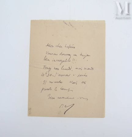 VALÉRY (Paul), 1871–1945.
L.A.S., ohne Datum, 1 Se